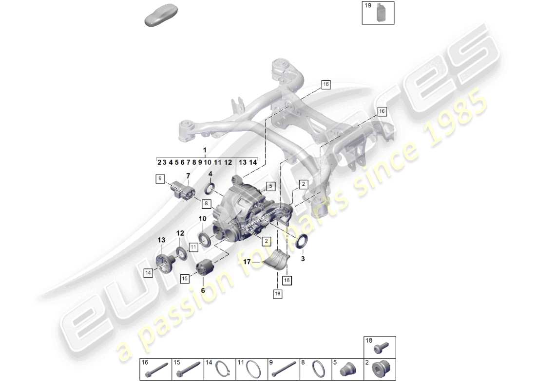 porsche 2023 (cayenne e3 pa) rear axle differential for models with differential lock part diagram