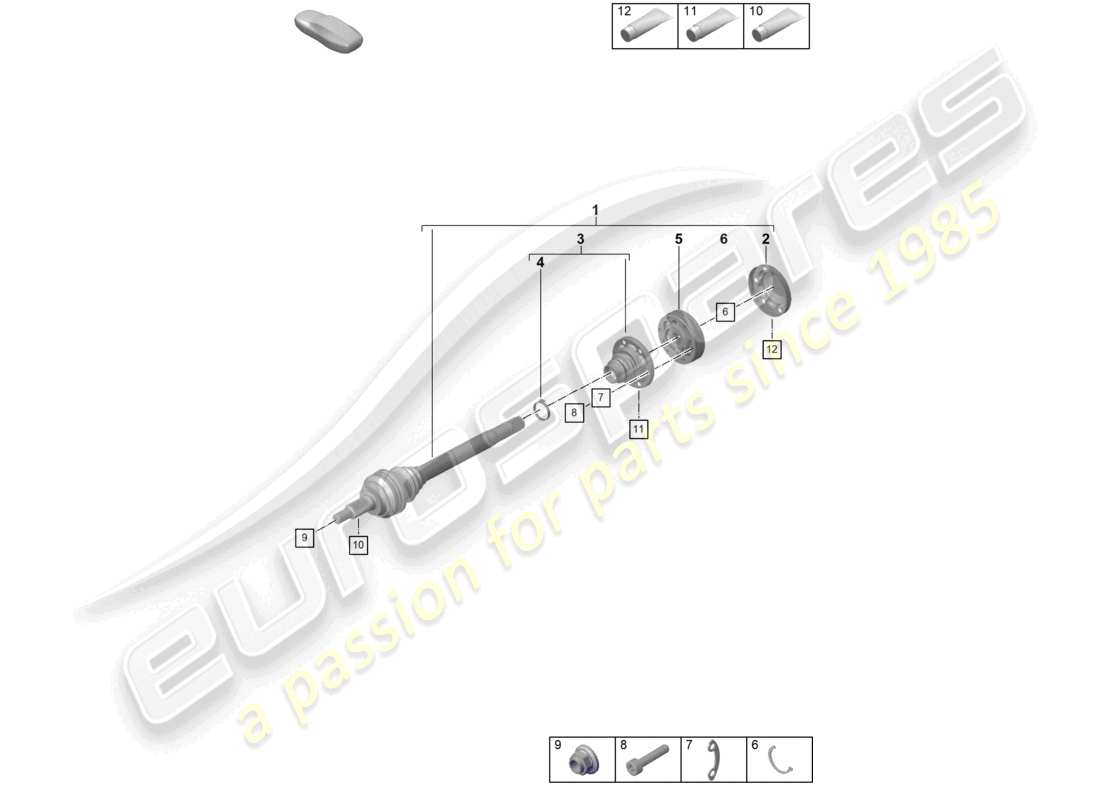 porsche 2020 (992-1 turbo / s) drive shaft part diagram