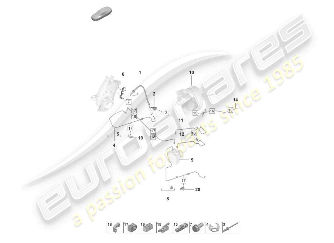porsche 2021 (992-1 gt3/rs/st) brake line veh. front end part diagram