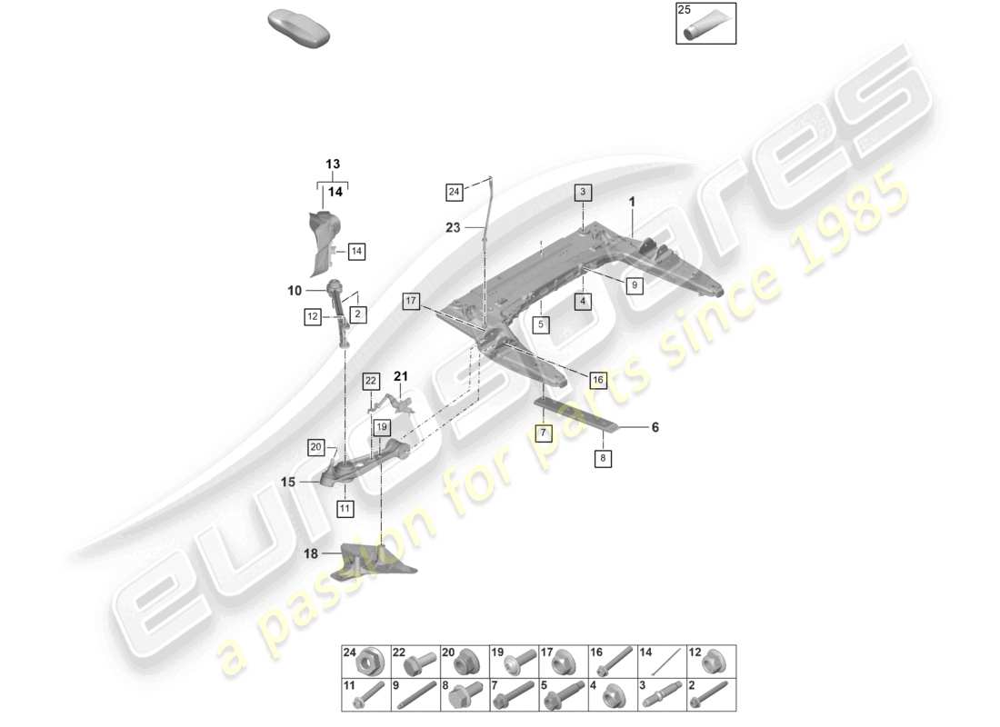 porsche 2020 (992-1 turbo / s) cross member wishbone part diagram