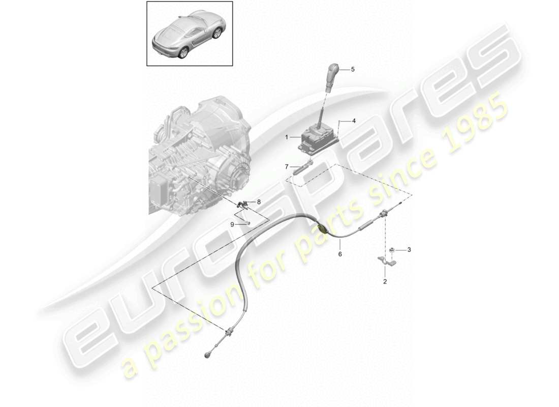 porsche 2024 (718 cayman) selector lever - pdk - part diagram
