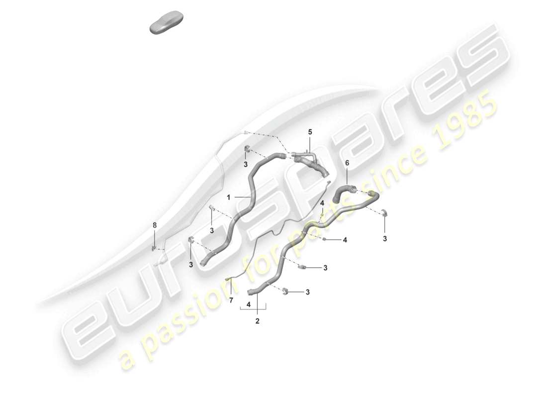 porsche 2022 (992-1 gt3/rs/st) coolant cooling system rear end part diagram