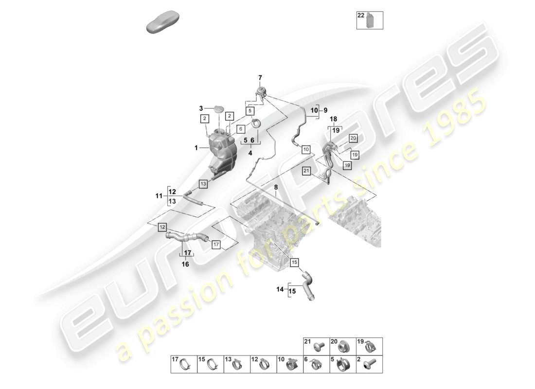 porsche 2021 (panamera 971-2) coolant cooling system coolant expansion tank breather line part diagram