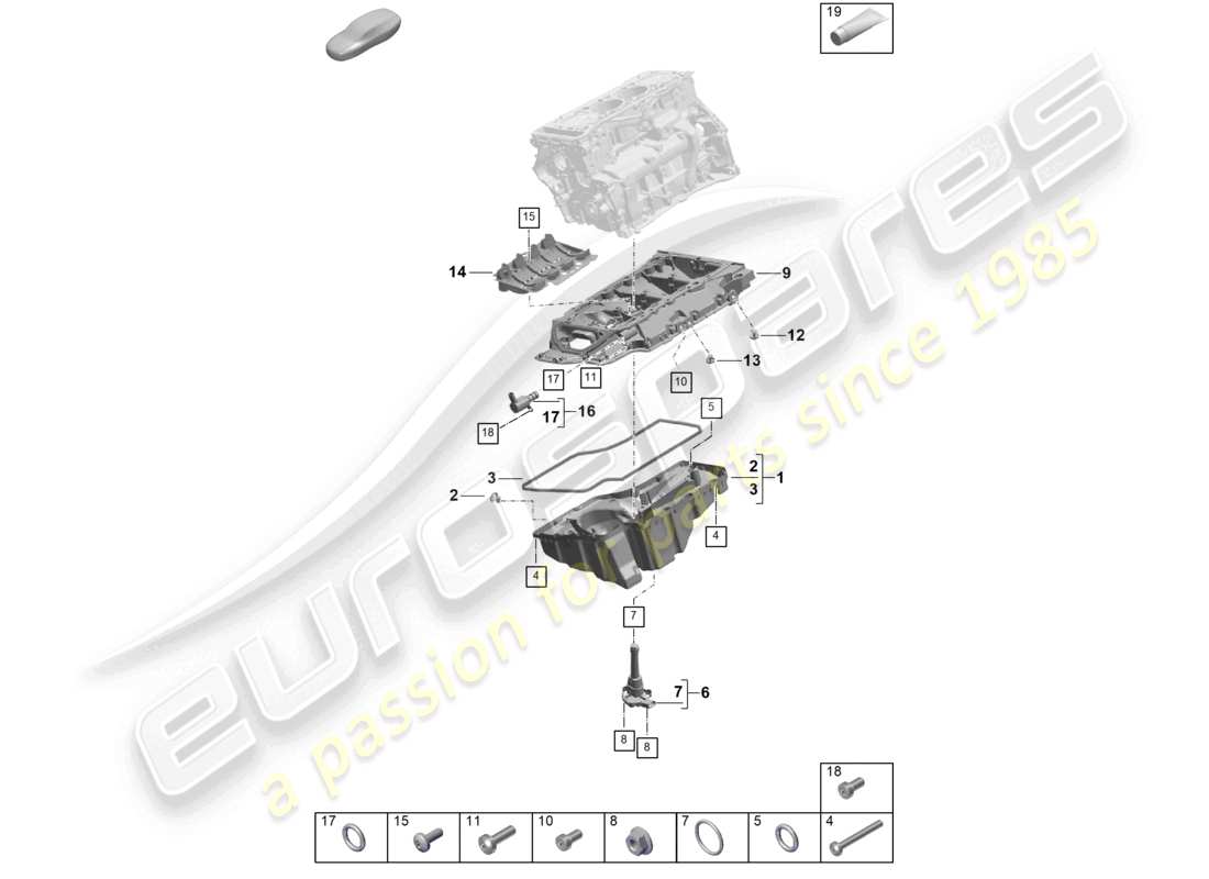 porsche 2025 (cayenne e3 pa) oil-conducting housing oil sump part diagram