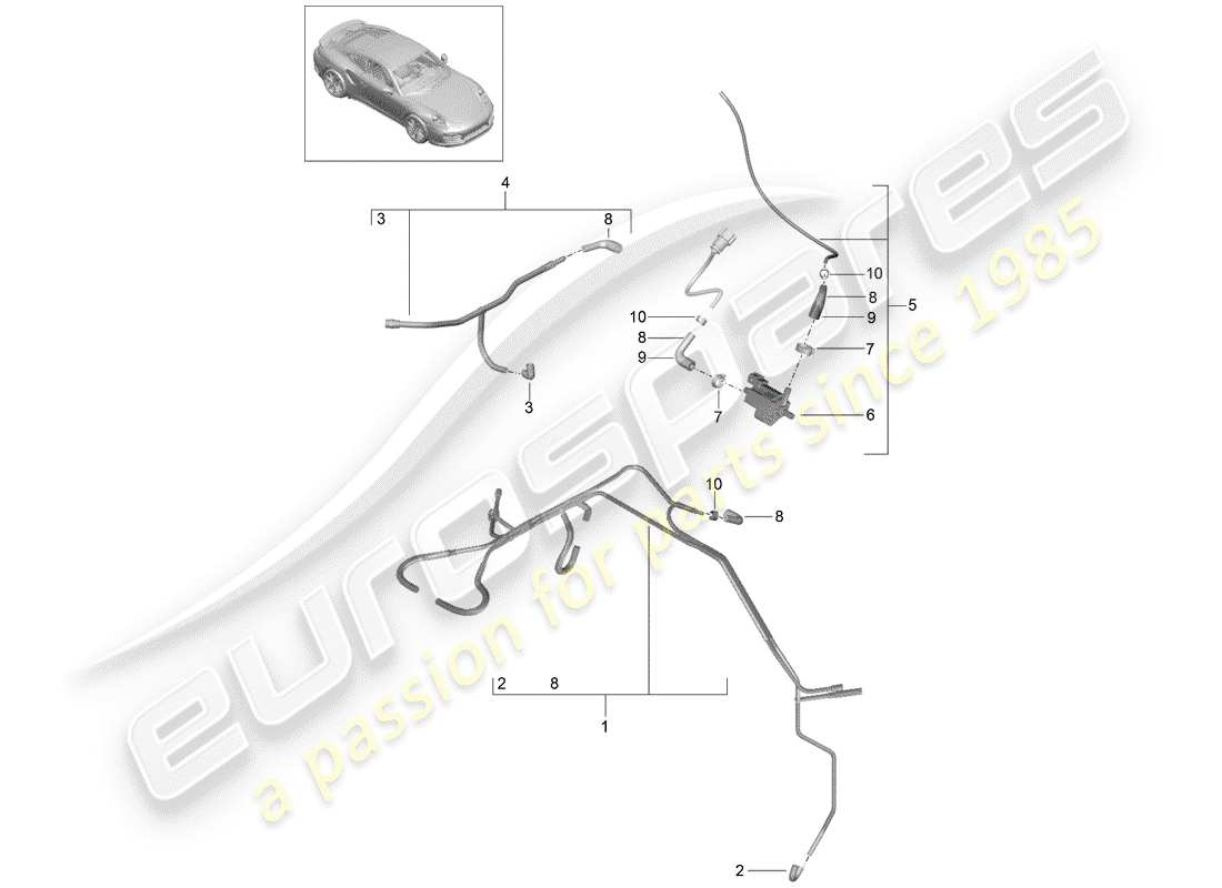porsche 2018 (991-2 turbo) vacuum system part diagram