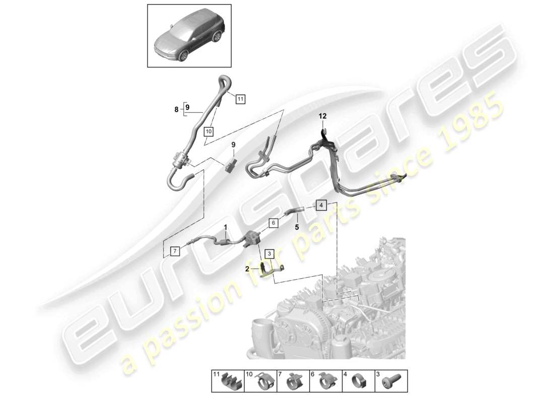 porsche 2023 (cayenne e3 9ya/9yb) breather line tank ventilation parts diagram