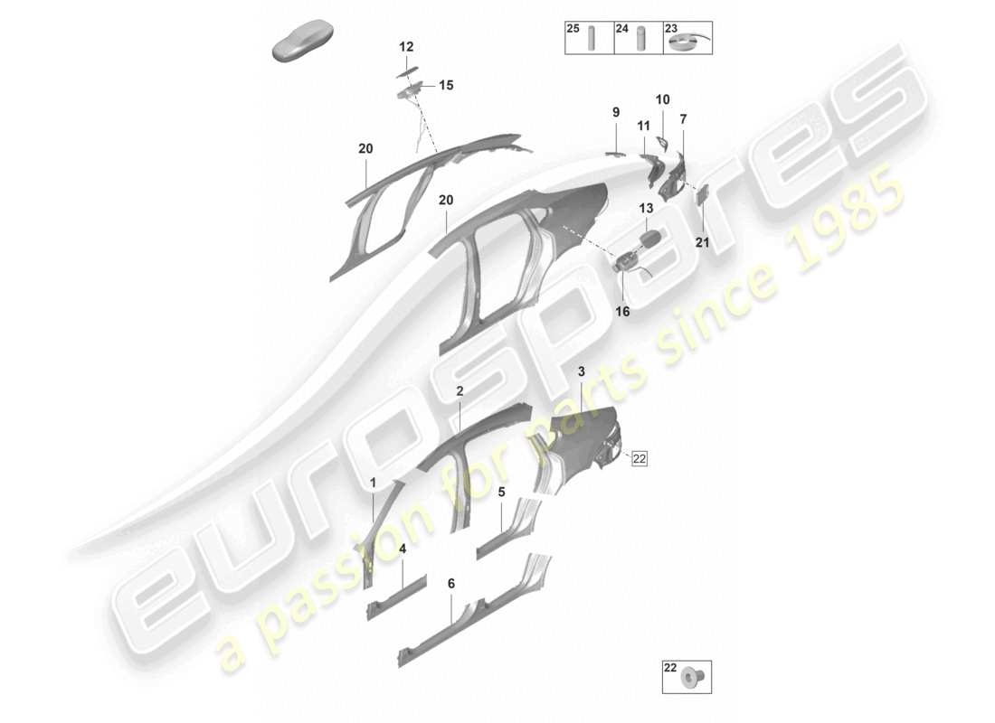 porsche 2022 (panamera 971-2) side part outer part diagram