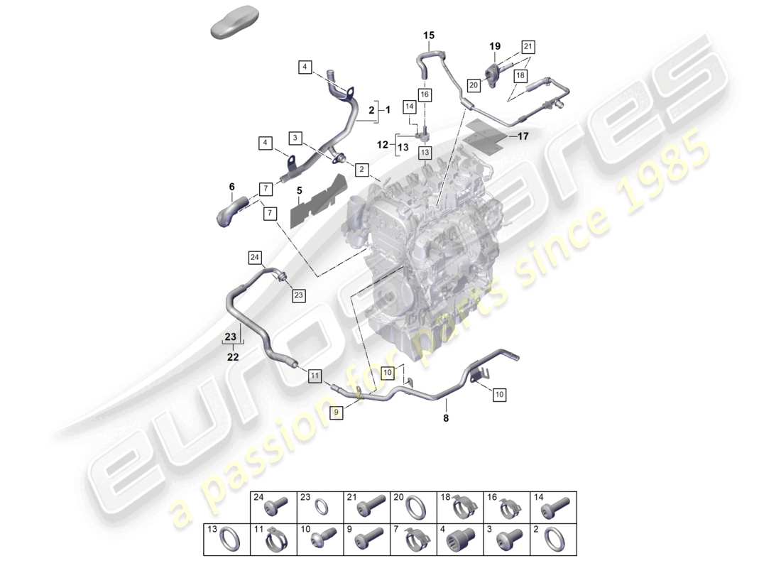 porsche 2025 (cayenne e3 pa) coolant cooling system part diagram
