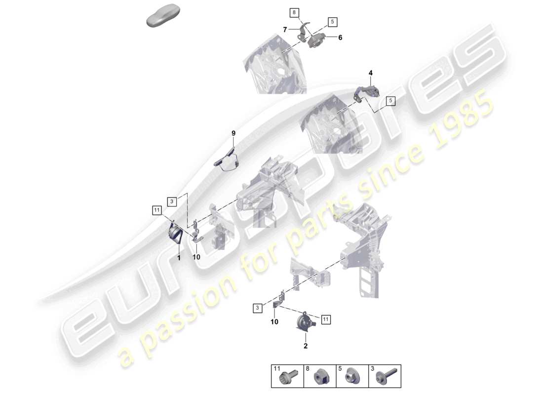porsche 2025 (cayenne e3 pa) fanfare signal horn alarm horn part diagram