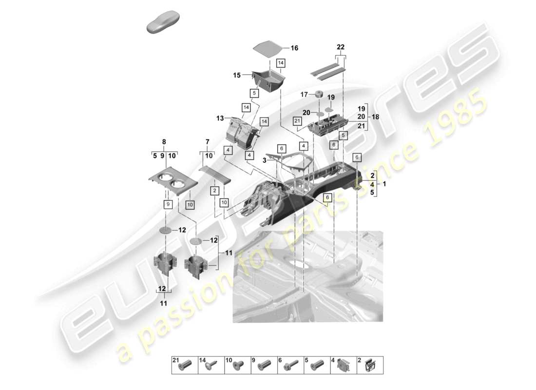 porsche 2024 (panamera 971-2) centre console rear part diagram