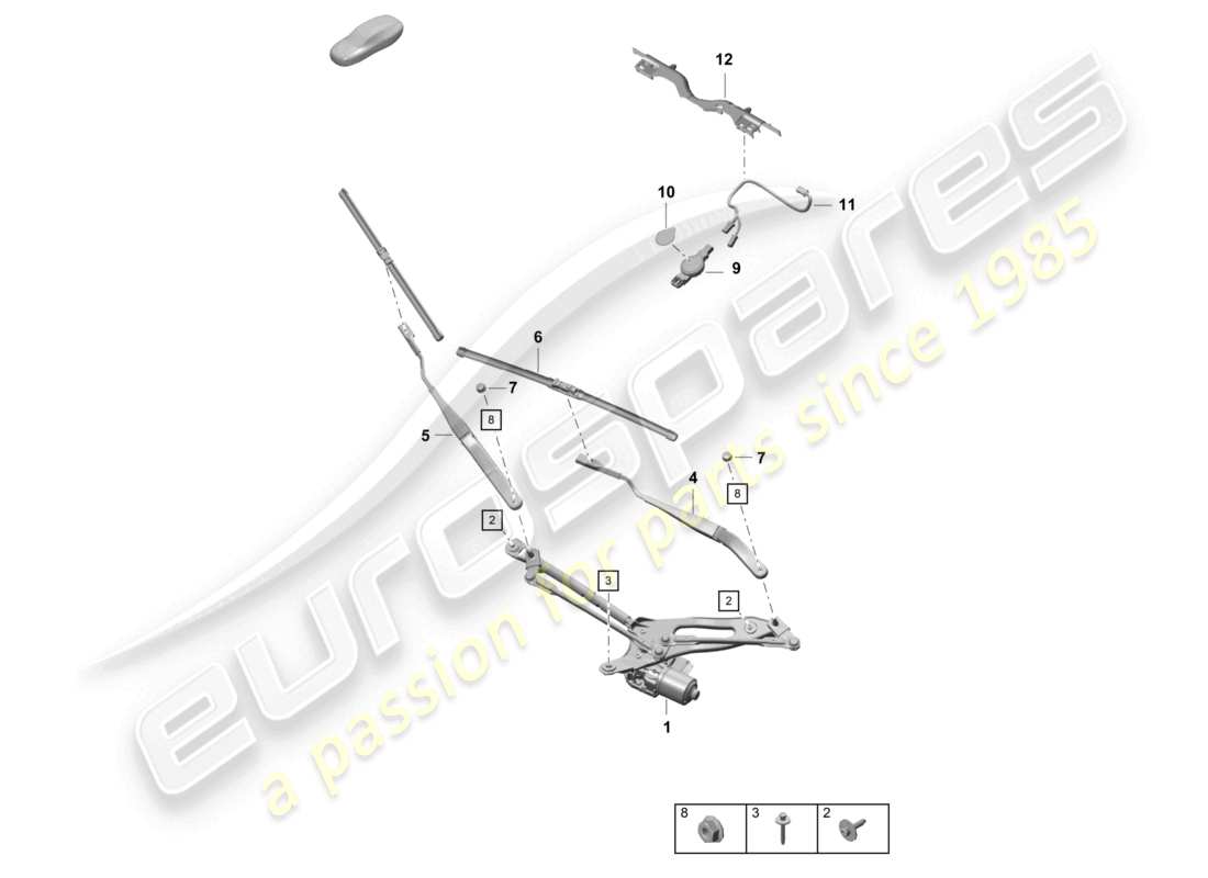 porsche 2020 (718 cayman gt4) windscreen wiper system, compl rain sensor part diagram