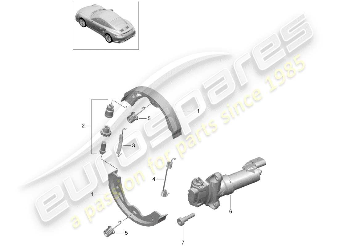 porsche 2018 (991-2 turbo) parking brake part diagram