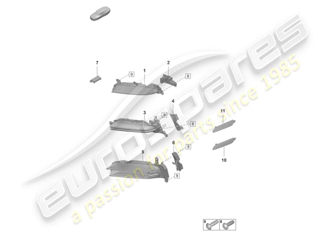 porsche 2022 (panamera 971-2) additional headlight turn signal repeater side marker light part diagram