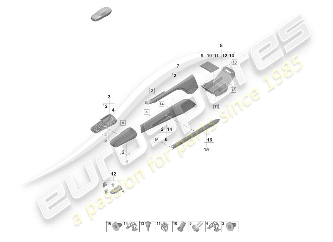 porsche 2020 (taycan 9j1-1) trims side centre console lower rear part diagram