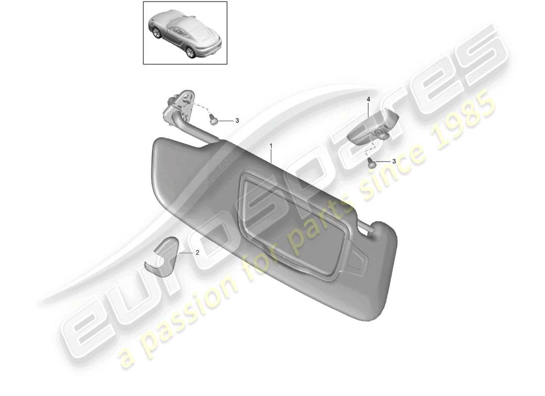 porsche 2023 (718 cayman) sun vizors part diagram