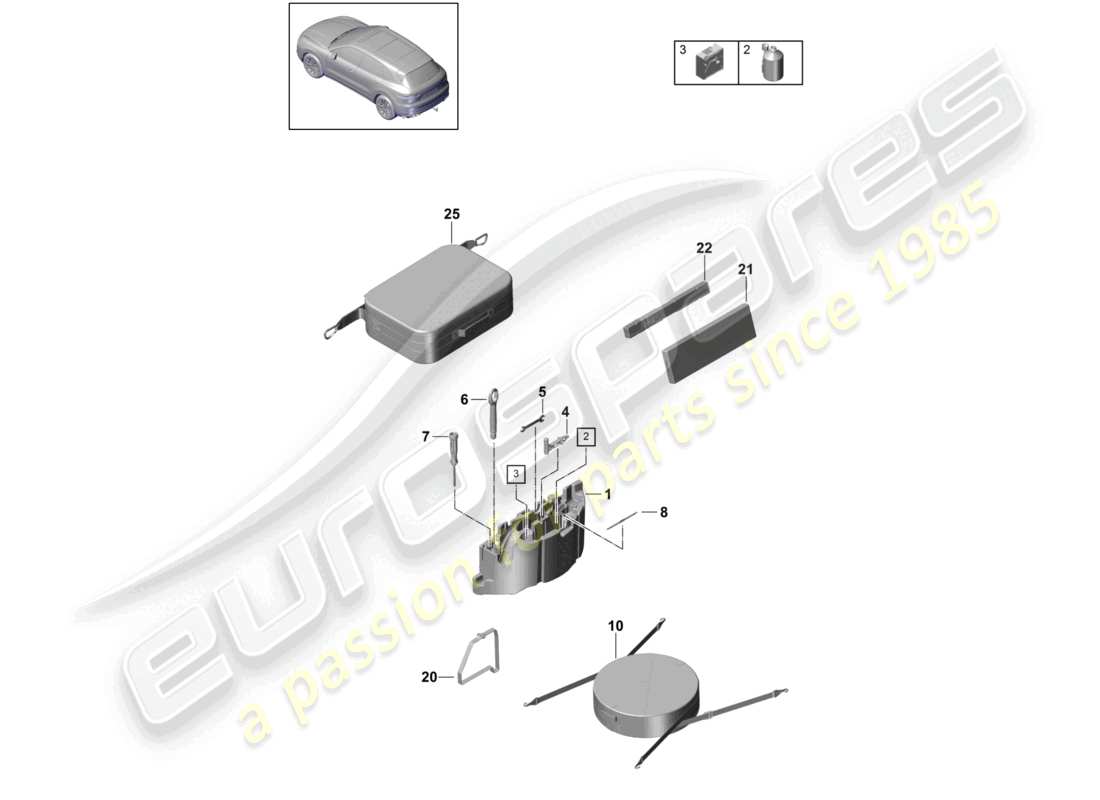 porsche 2024 (cayenne e3 9ya/9yb) tool jack parts diagram