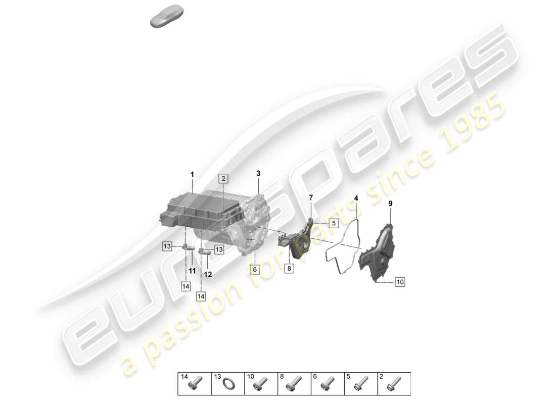 porsche 2026 (taycan 9j1-2) traction motor for elec. drive individual parts rear axle part diagram