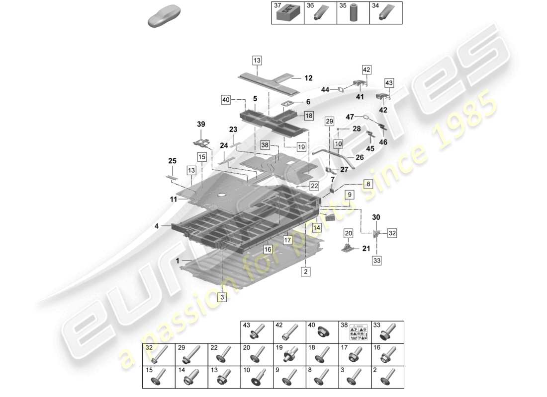 porsche 2026 (taycan 9j1-2) spare battery electric drive housing part diagram