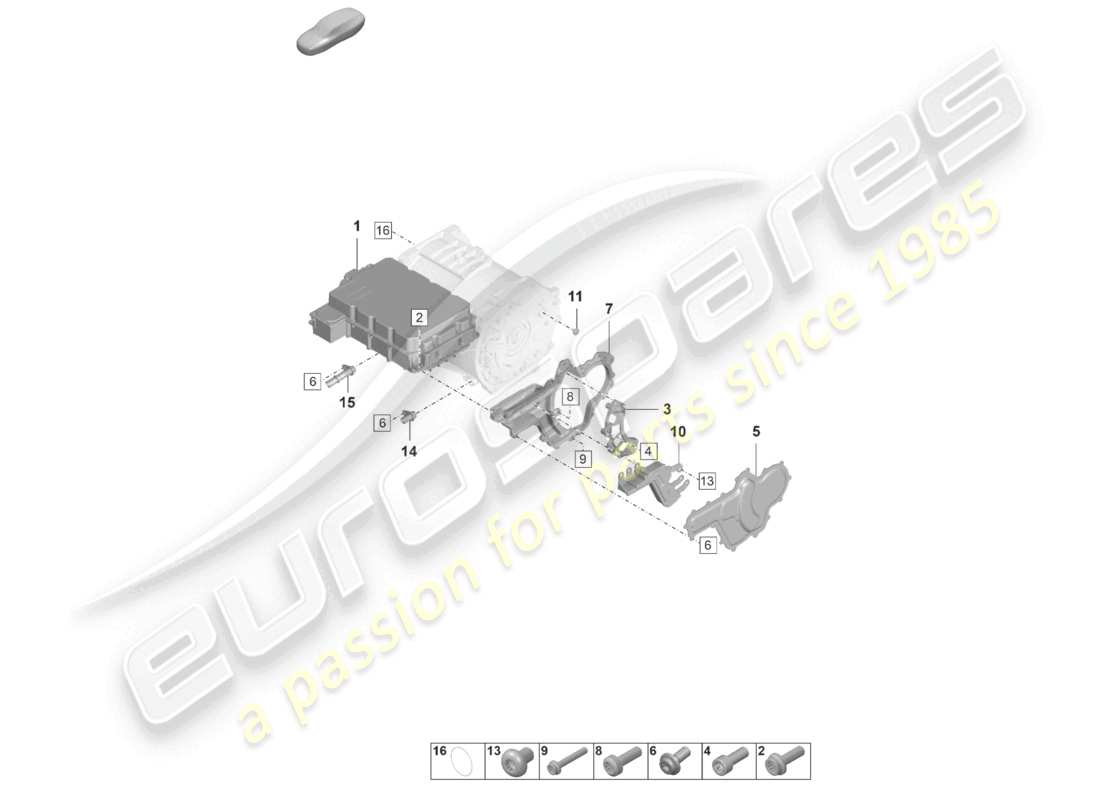 porsche 2022 (taycan 9j1-1) traction motor for elec. drive individual parts rear axle part diagram
