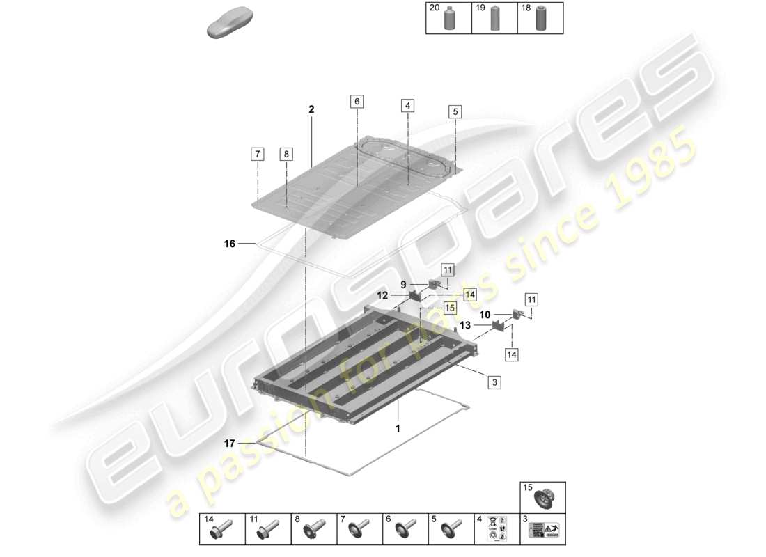 porsche 2026 (macan-e) high-voltage battery housing part diagram