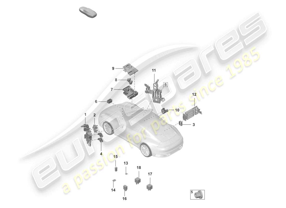 porsche 2024 (992-1) central electrics dashboard part diagram