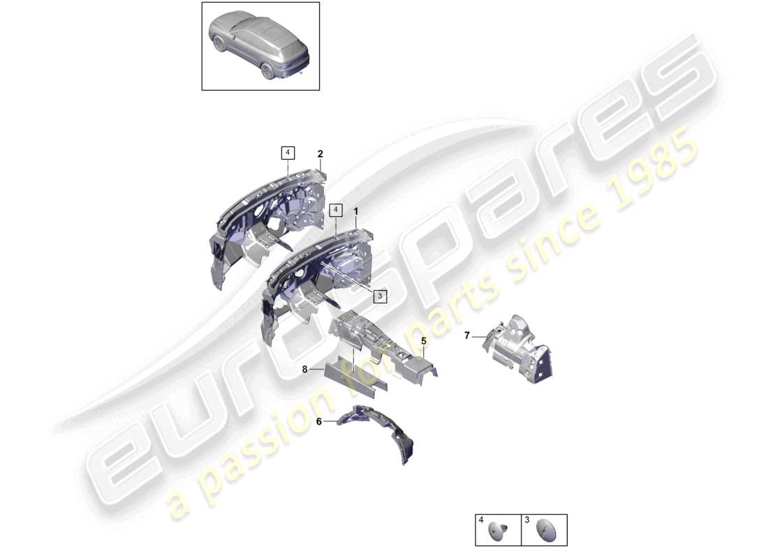 porsche 2022 (cayenne e3 9ya/9yb) sound absorber damping for vehicle interior part diagram