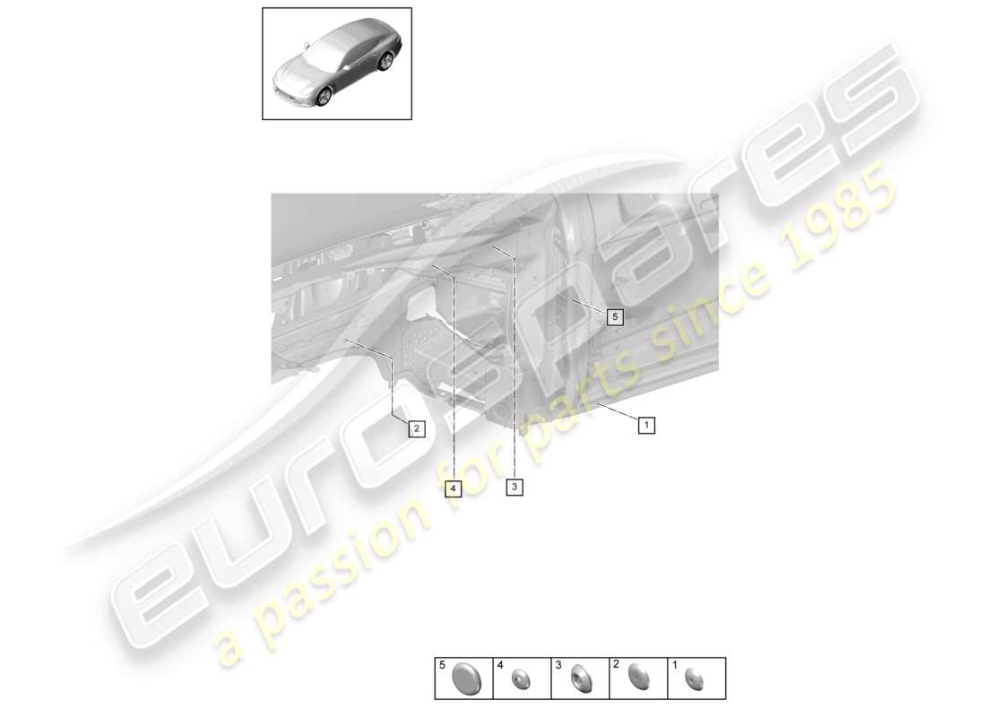 porsche 2021 (panamera 971-2) bungs side front end part diagram