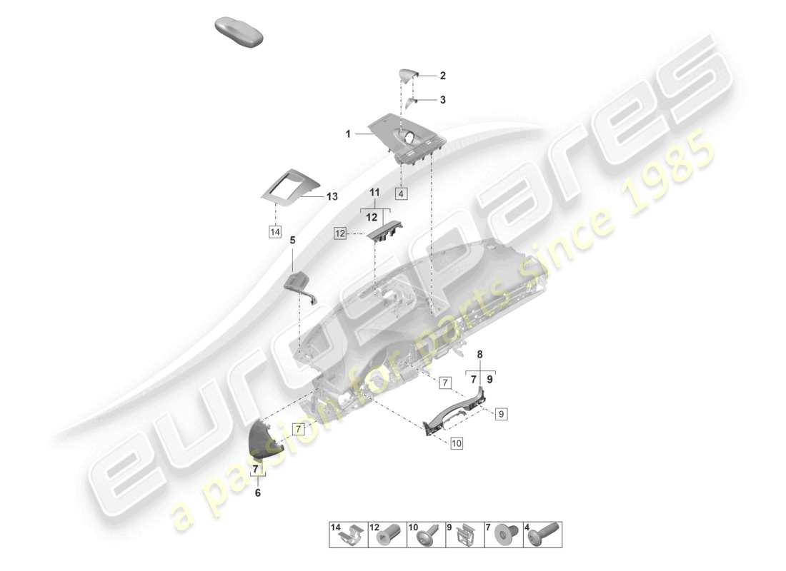 porsche 2021 (panamera 971-2) accessories upper dashboard part diagram