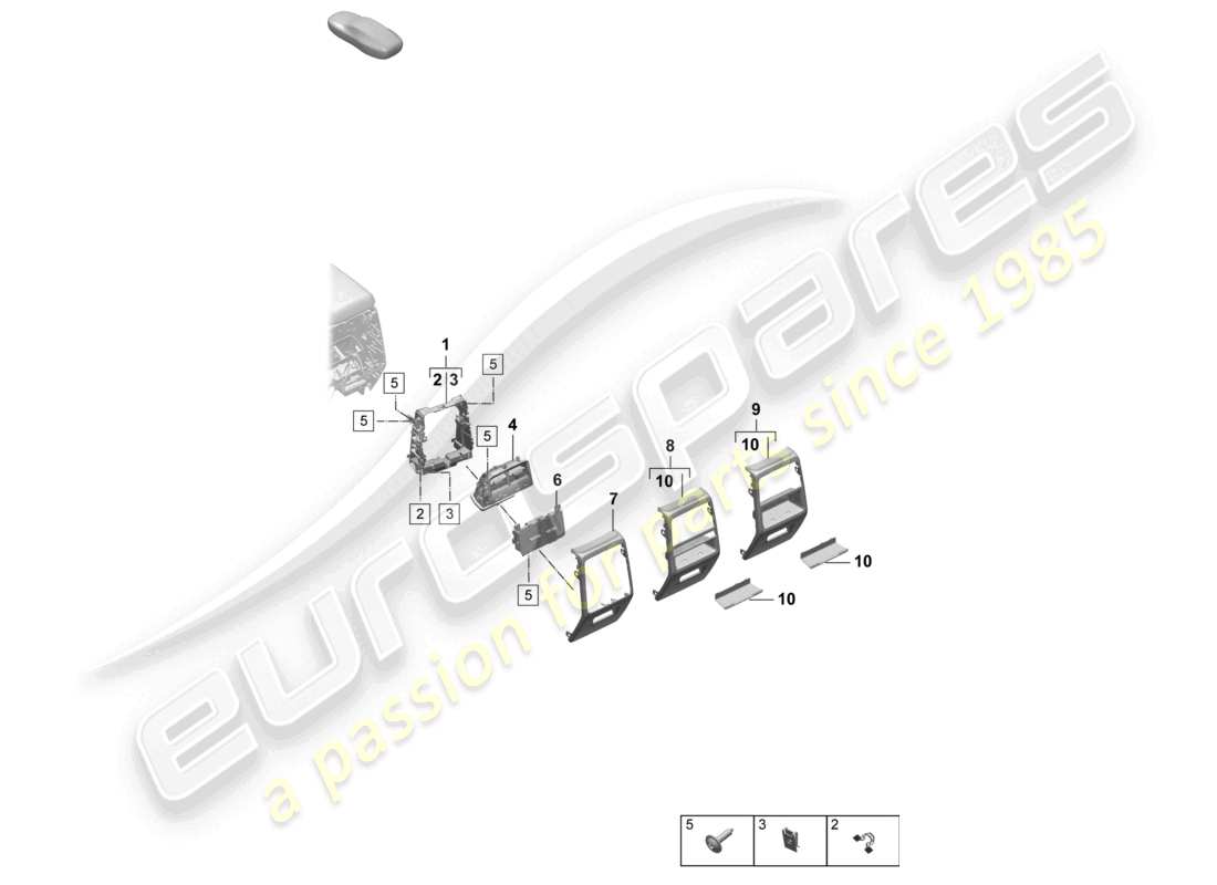 porsche 2025 (macan-e) centre console rear accessories part diagram