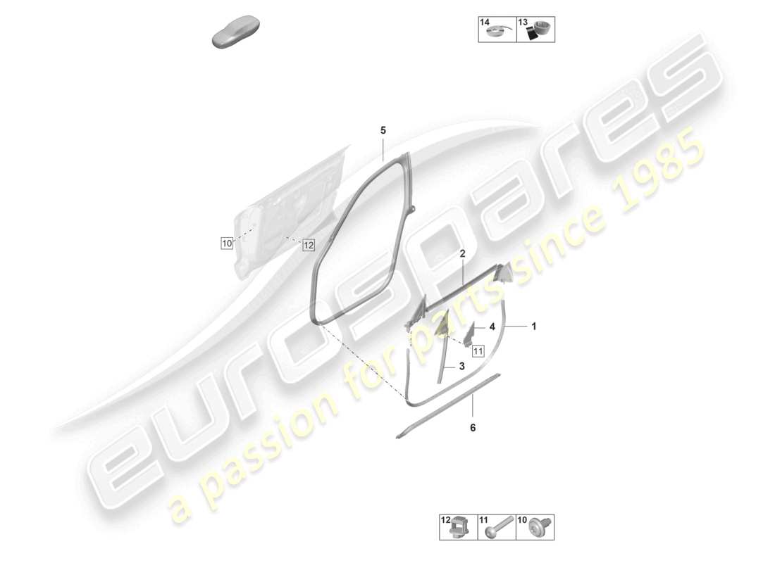 porsche 2020 (taycan 9j1-1) doors front accessories gaskets part diagram
