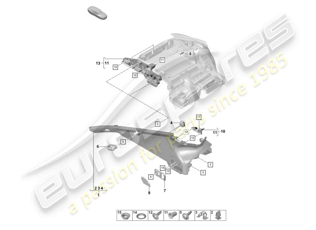 porsche 2024 (panamera 971-2) d-pillar trim rear luggage compartment part diagram