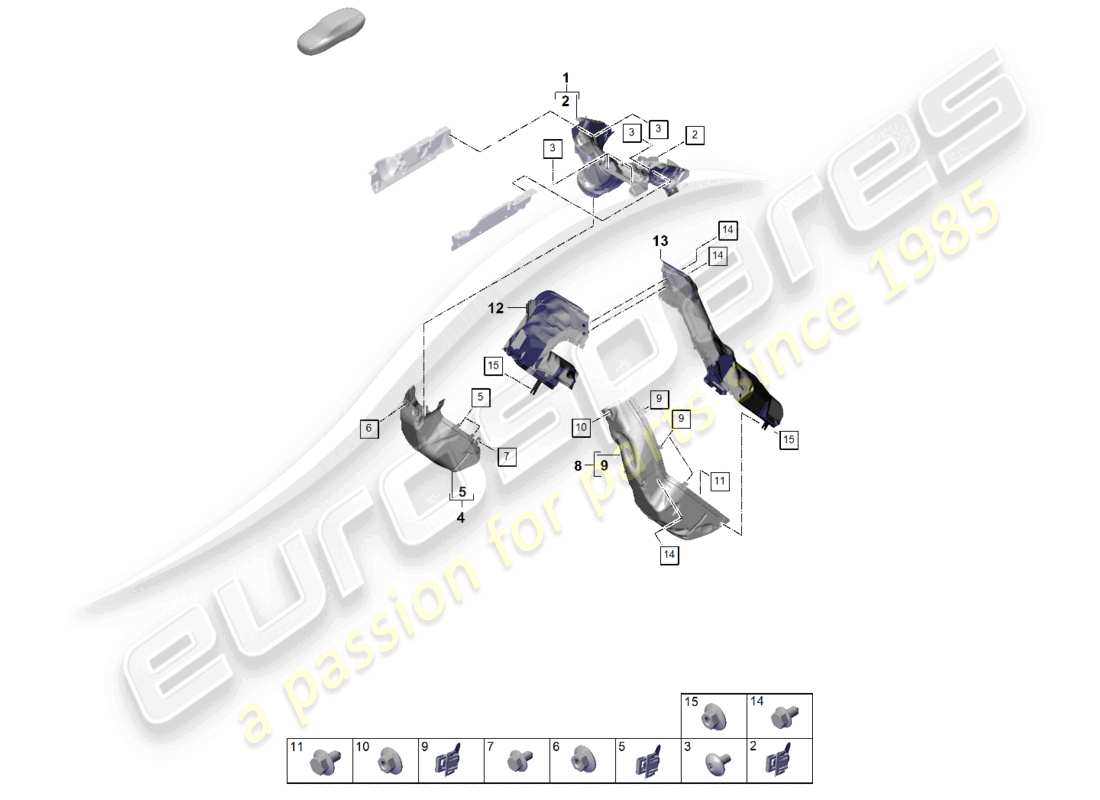 porsche 2026 (panamera 976) exhaust system heat insulation air guide channel for vehicles with a petrol particulate filter part diagram