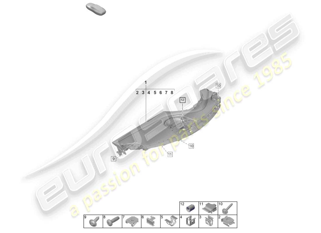 porsche 2023 (taycan 9j1-1) instrument panel trim upper part with: fasteners part diagram