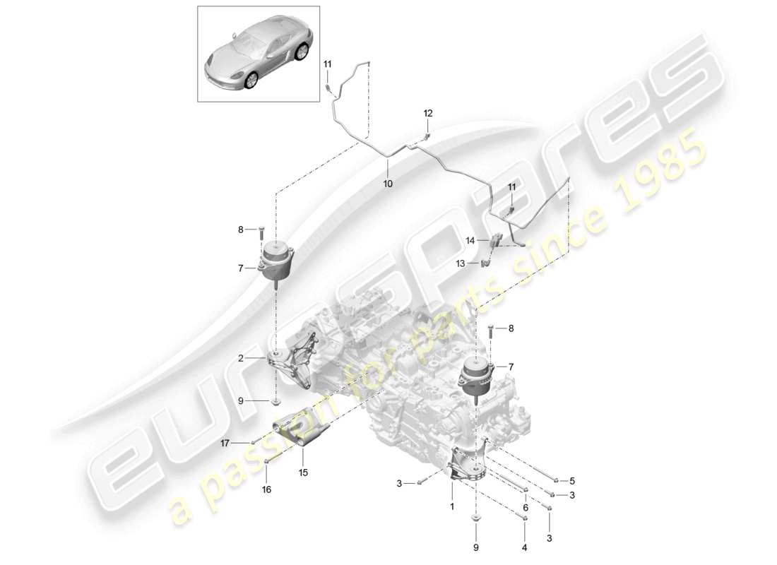 porsche 2022 (718 cayman) engine lifting tackle part diagram