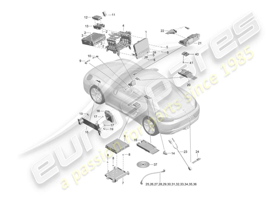porsche 2022 (718 cayman) control panel navigation system central computer tv microphone camera part diagram