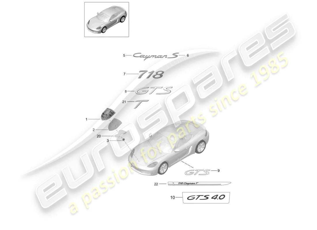 porsche 2023 (718 cayman) moldings inscriptions/lettering part diagram