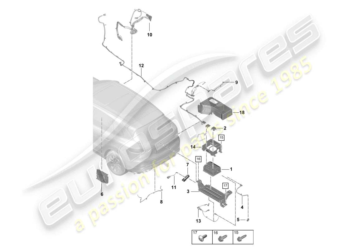 porsche 2022 (cayenne e3 9ya/9yb) battery 48 volts part diagram