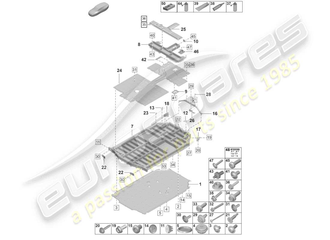 porsche 2020 (taycan 9j1-1) spare battery electric drive housing part diagram