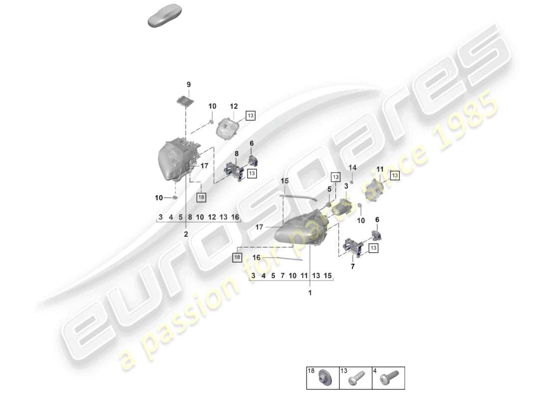 porsche 2021 (taycan 9j1-1) led headlight with matrix beam caution: before ordering, check the part number in the vehicle. see technical information 9415 (25/24) part diagram