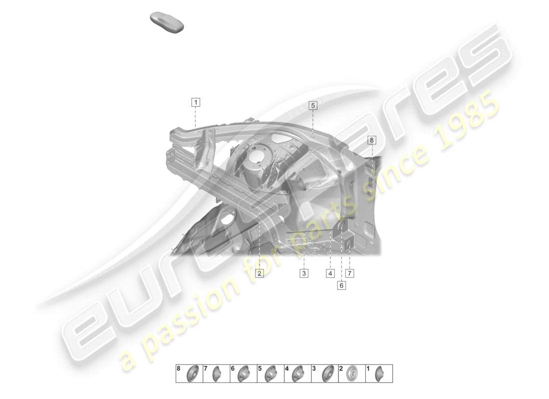 porsche 2023 (taycan 9j1-1) front end outer side member wheel housing part diagram