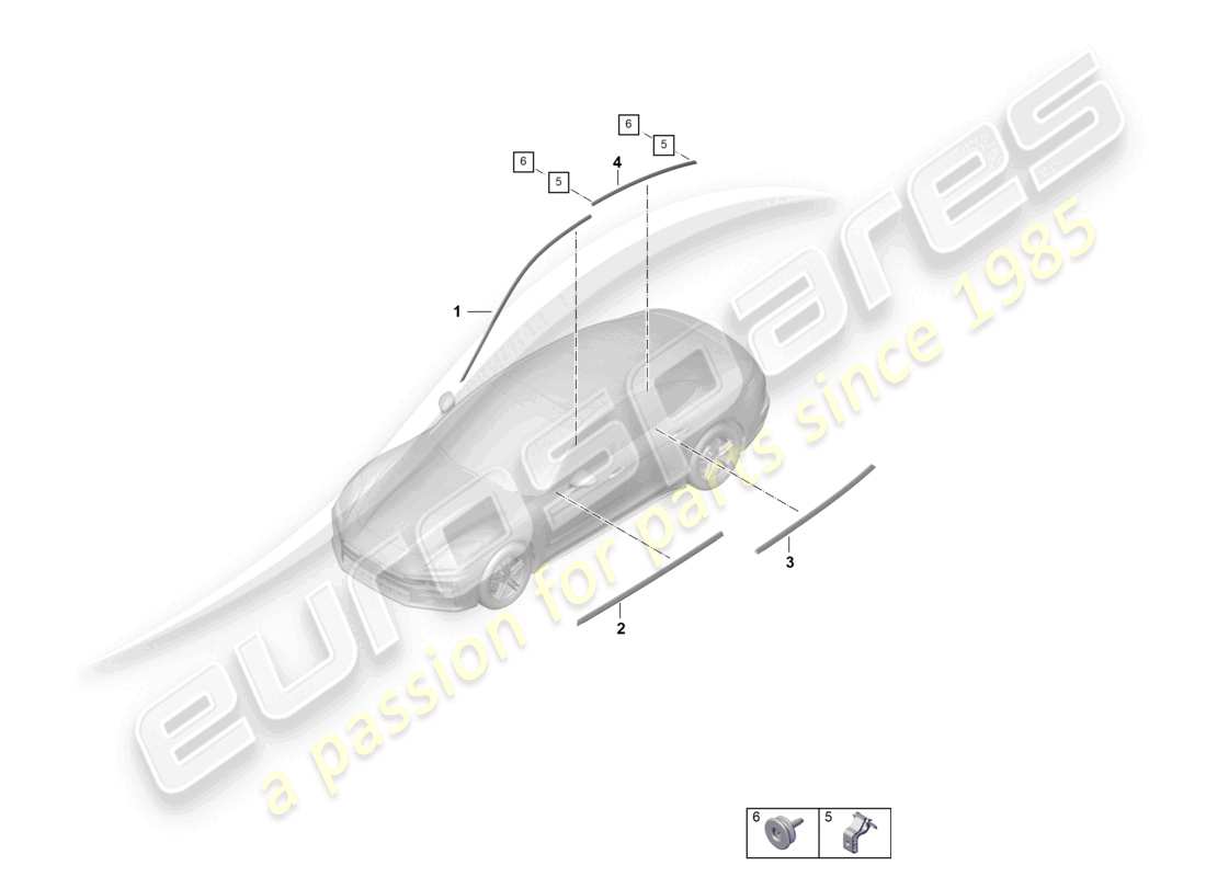 porsche 2026 (panamera 976) moldings doors part diagram