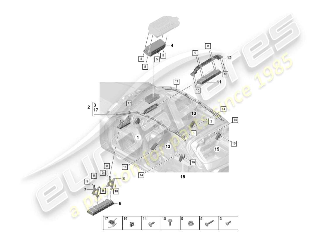 porsche 2023 (cayenne e3 9ya/9yb) airbag part diagram
