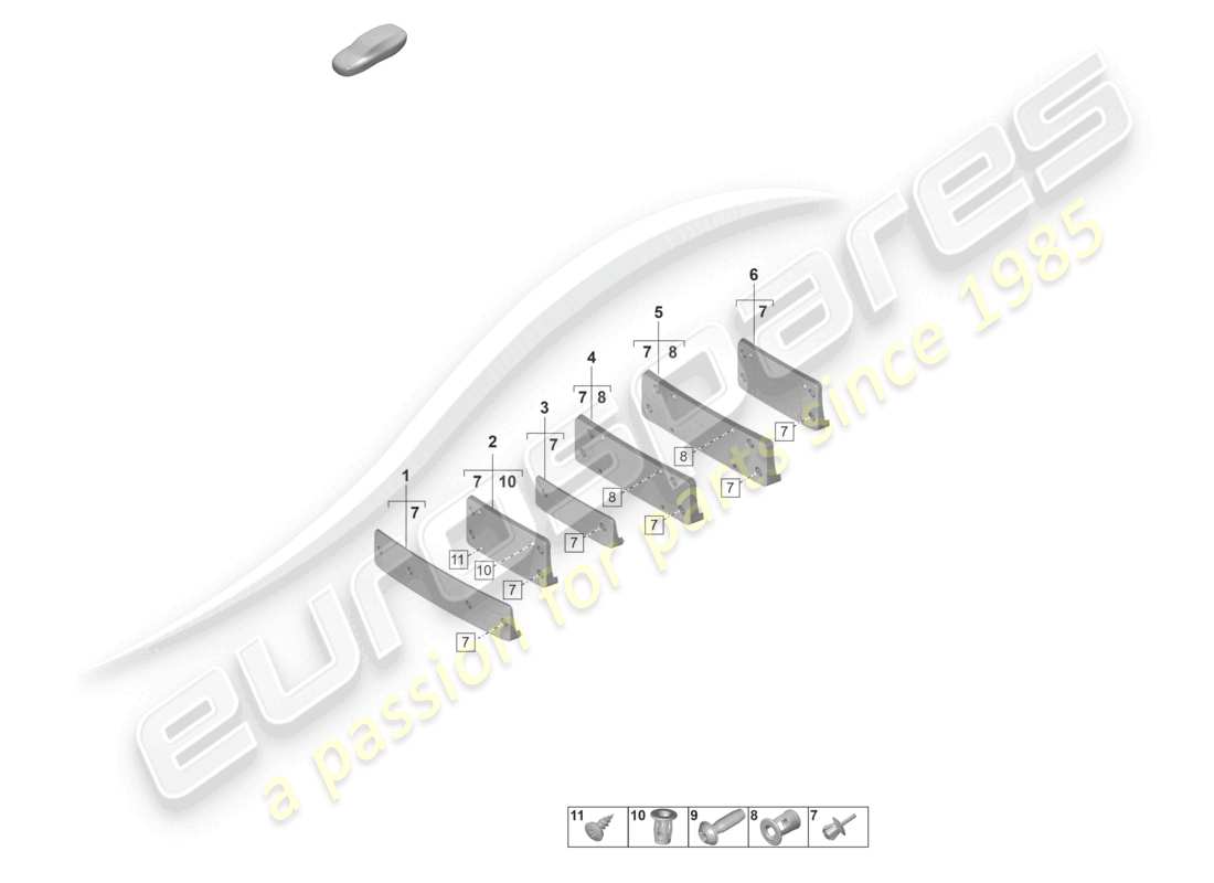 porsche 2022 (panamera 971-2) licence plate holder basic part diagram