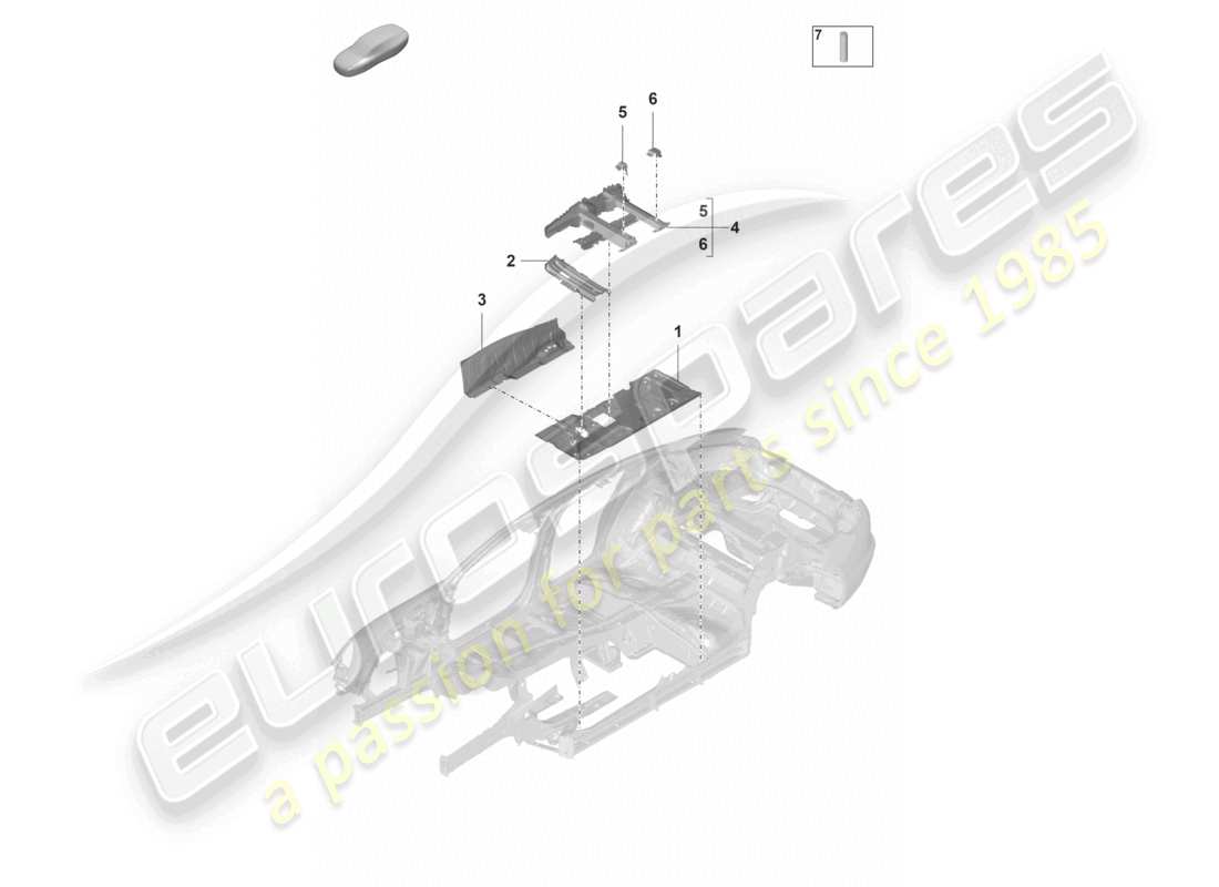 porsche 2022 (panamera 971-2) floor plates center seat part diagram