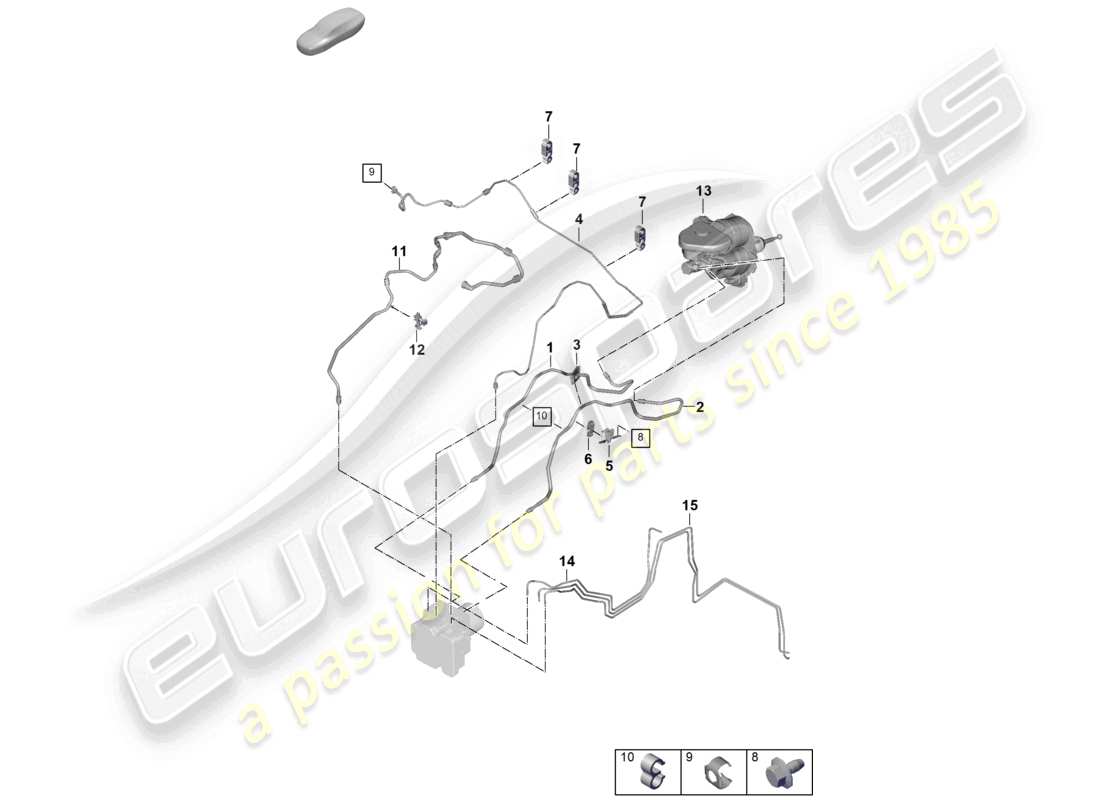 porsche 2024 (panamera 976) brake line brake pipe from hydro unit to coolant expansion tank part diagram