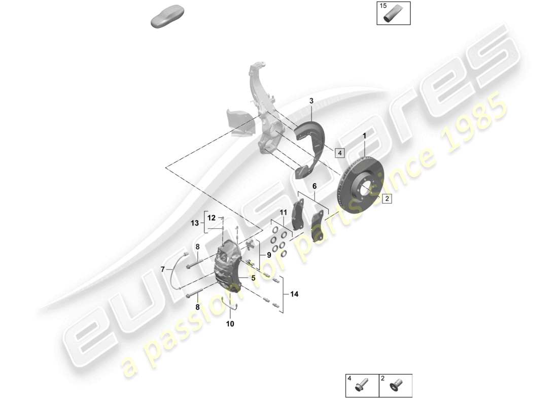 porsche 2025 (taycan 9j1-2) disc brake 17 front axle black part diagram