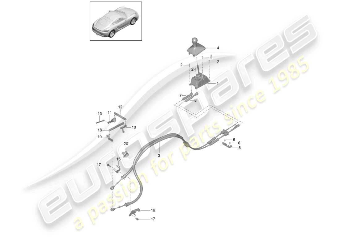 porsche 2023 (718 cayman) selector mechanism manual gearbox part diagram