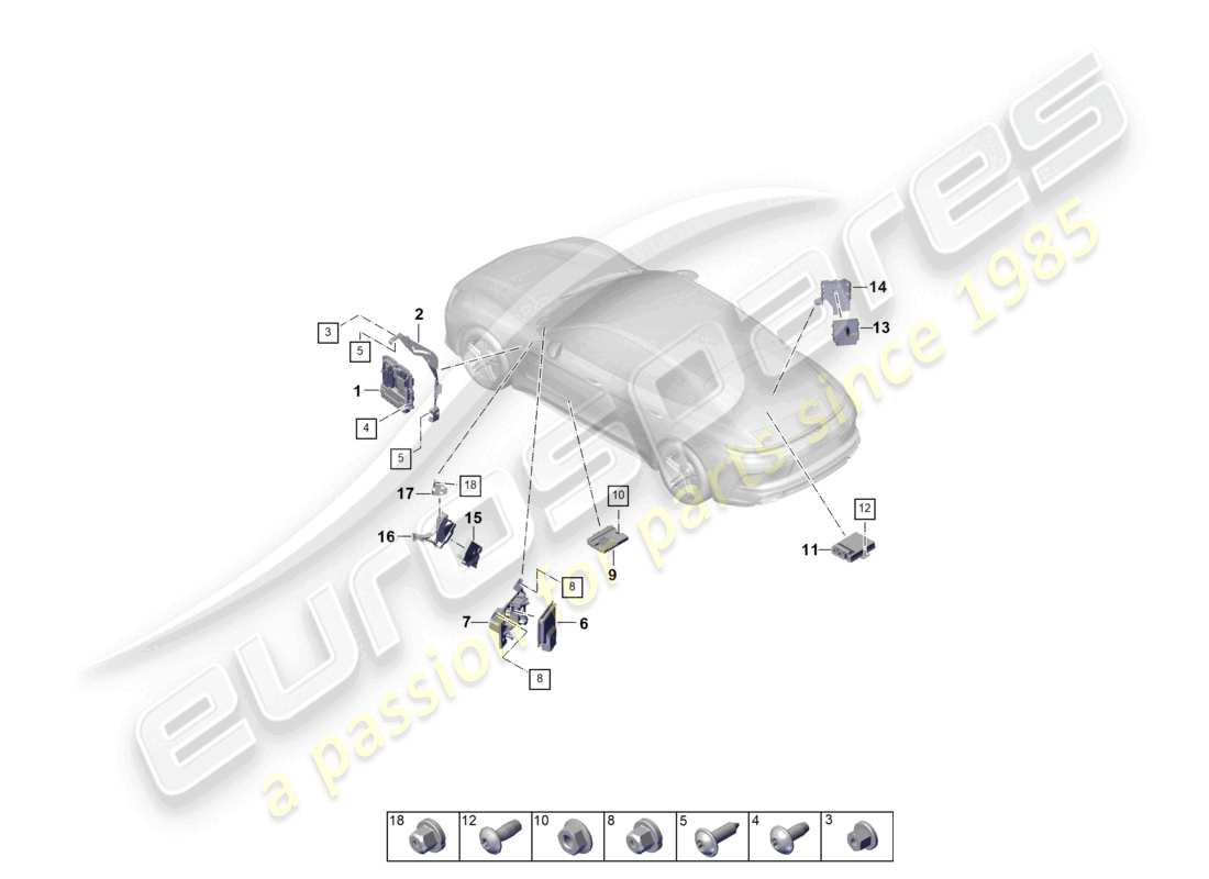 porsche 2026 (panamera 976) control units engine gearbox fuel pump control unit for thermomanagement control unit for gateway part diagram