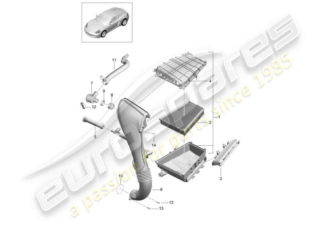 porsche 2023 (718 cayman) air filter part diagram