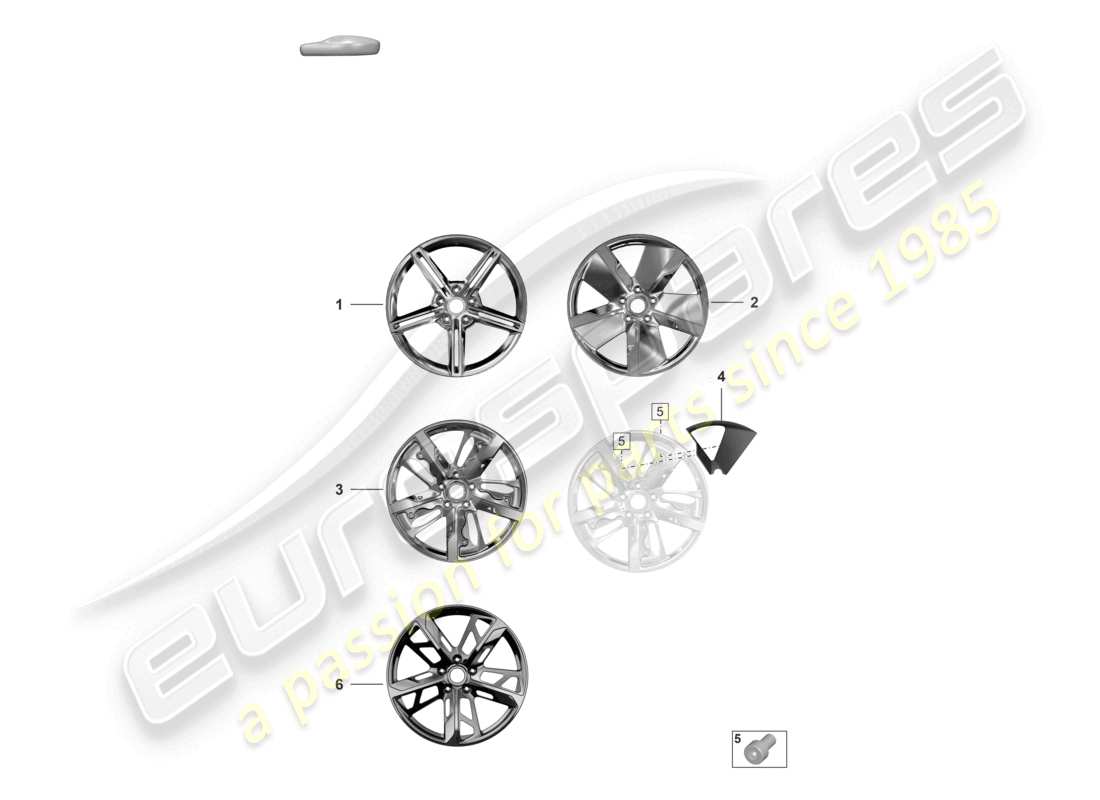 porsche 2020 (taycan 9j1-1) alloy wheel 21 part diagram